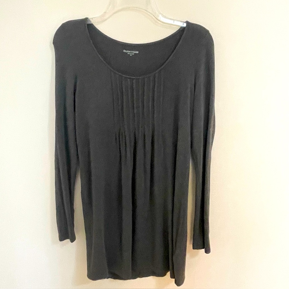 Eileen Fisher Gray Pin-tucked Long Sleeve Tunic Women’s Size XS